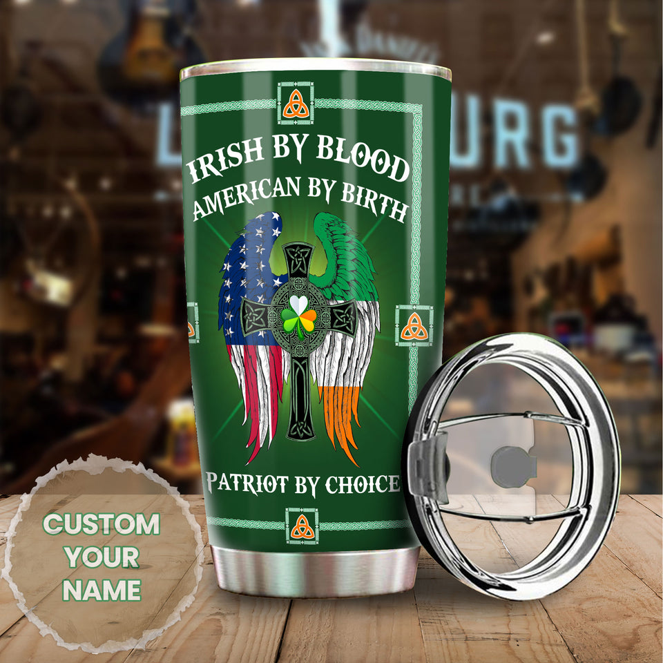Camellia Persionalized Irish By Blood American By Birth Patriot By Choice Stainless Steel Tumbler - Customized Double - Walled Insulation Travel Thermal Cup With Lid