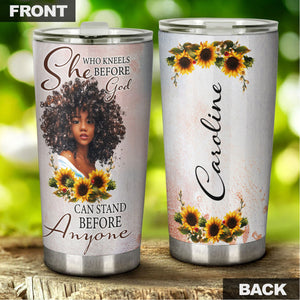 Camellia Personalized Black Women Faith Stainless Steel Tumbler - Double-Walled Insulation Vacumm Flask - Gift For Black Queen, International Women's Day, Hippie Girls 04