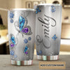 Camellia Personalized Butterfly Jewelry Style Purple Stainless Steel Tumbler - Double-Walled Insulation Vacumm Flask - For Thanksgiving, Memorial Day, Christians, Christmas Gift