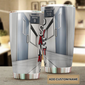 Camellia Personalized Nurse Workplace Stainless Steel Tumbler - Double-Walled Insulation Vacumm Flask - Gift For Nurse, Christmas Gift, International Nurses Day
