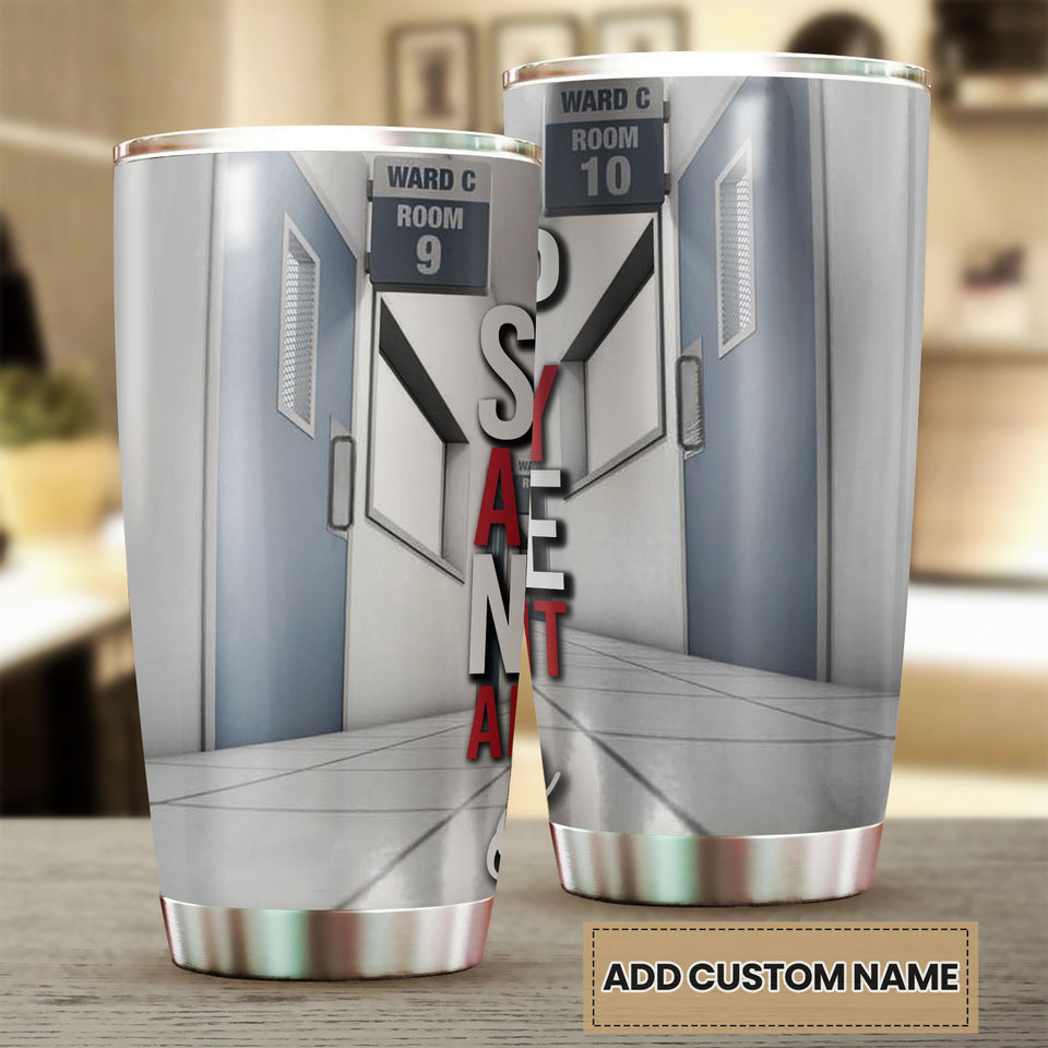 Camellia Personalized Nurse Workplace Stainless Steel Tumbler - Double-Walled Insulation Vacumm Flask - Gift For Nurse, Christmas Gift, International Nurses Day