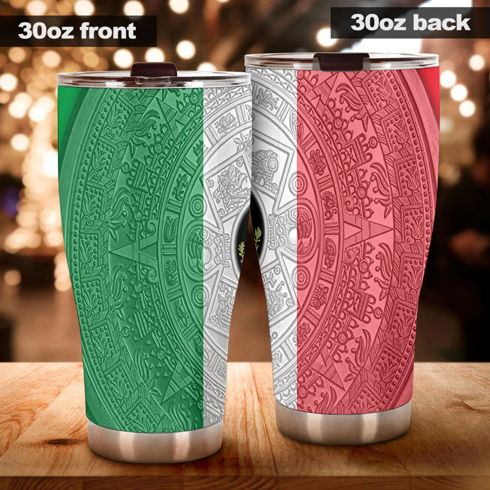 Camellia Personalized Mexico SymbolStainless Steel Tumbler-Double-Walled Insulation Travel Cup With Lid 02