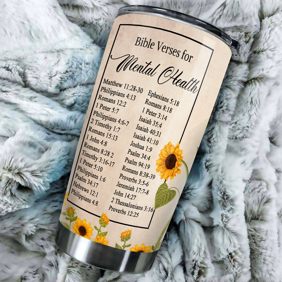 Camellia Personalized Bible Verses For Mental Health Stainless Steel Tumbler - Customized Double-Walled Insulation Travel Thermal Cup With Lid Gift For Christian
