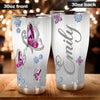 Camellia Personalized Butterfly Jewelry Style  Pink Stainless Steel Tumbler - Double-Walled Insulation Vacumm Flask - For Thanksgiving, Memorial Day, Christians, Christmas Gift
