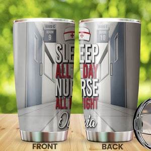Camellia Personalized Nurse Workplace Stainless Steel Tumbler - Double-Walled Insulation Vacumm Flask - Gift For Nurse, Christmas Gift, International Nurses Day