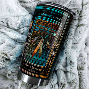 Camellia Personalized Native American Embroidery Stainless Steel Tumbler-Double-Walled Insulation Travel Cup With Lid 02