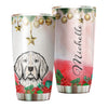 Camellia Personalized Christmas Dog Stainless Steel Tumbler - Customized Double-Walled Insulation Travel Thermal Cup With Lid Gift For Dog Lover