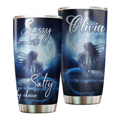 Camellia Personalized Mermaid Sassy Since Birth Salty By Choice Stainless Steel Tumbler-Double-Walled Insulation Travel Cup With Lid 03
