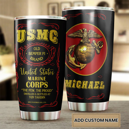 Camellia Personalized United States Marine Corps Stainless Steel Tumbler-Sweat-Proof Double Wall Travel Cup With Lid 02