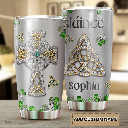 Camellia Persionalized Irish Symbol Jewelry  Style Stainless Steel Tumbler - Customized Double - Walled Insulation Travel Thermal Cup With Lid