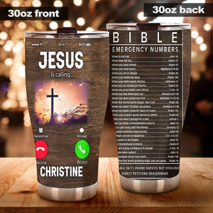 Camellia Personalized Jesus Is Calling Bible Stainless Steel Tumbler-Double-Walled Insulation Travel Cup With Lid