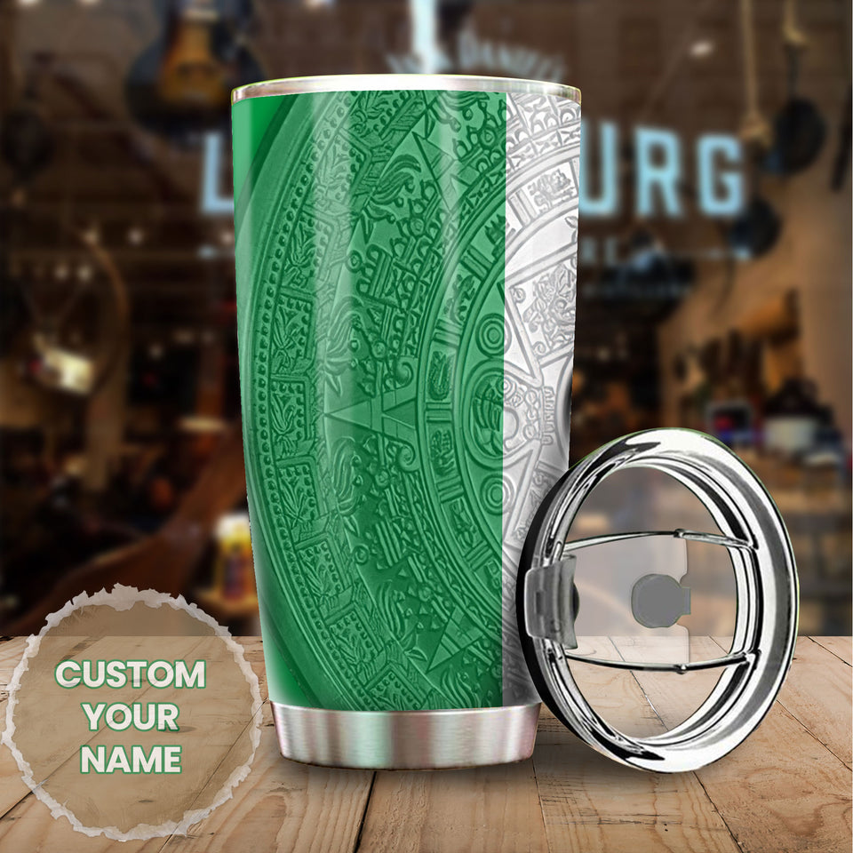 Camellia Personalized Mexico SymbolStainless Steel Tumbler-Double-Walled Insulation Travel Cup With Lid 02