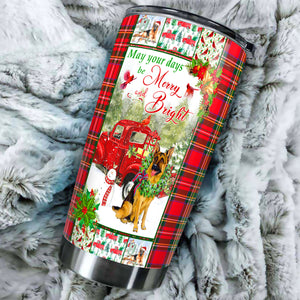 Camellia Personalized Christmas Germand   Shepherd May Your Days Be Merry And Bright Stainless Steel Tumbler - Customized Double-Walled Insulation Travel Thermal Cup With Lid