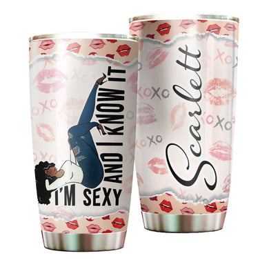 Camellia Personalized Black Women Stainless Steel Tumbler - Double-Walled Insulation Vacumm Flask - Gift For Black Queen, International Women's Day, Hippie Girls 11