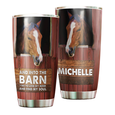 Camellia Personalized Horse Find My Soul Stainless Steel Tumbler - Double-Walled Insulation Vacumm Flask - Gift For Horse Lovers, Cowgirls, Cowboys, Perfect Christmas, Thanksgiving Gift 02