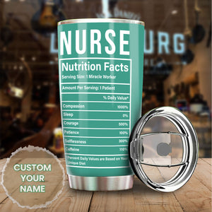 Camellia Personalized Nurse Nutritions Facts Stainless Steel Tumbler - Double-Walled Insulation Vacumm Flask - Gift For Nurse, Christmas Gift, International Nurses Day