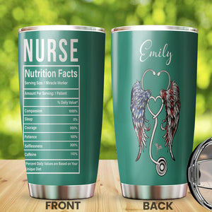 Camellia Personalized Nurse Nutritions Facts Stainless Steel Tumbler - Double-Walled Insulation Vacumm Flask - Gift For Nurse, Christmas Gift, International Nurses Day