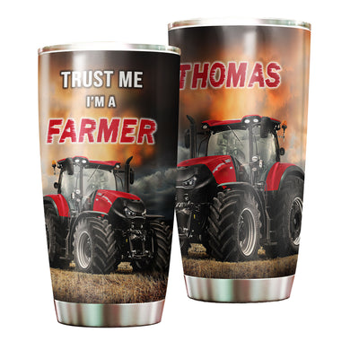 Camellia Personalized Trust Me I Am A Farmer Stainless Steel Tumbler - Customized Double-Walled Insulation Travel Thermal Cup With Lid