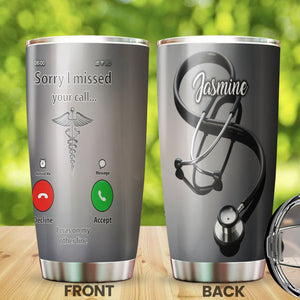 Camellia Personalized Nurse Calling Stainless Steel Tumbler - Double-Walled Insulation Vacumm Flask - Gift For Nurse, Christmas Gift, International Nurses Day
