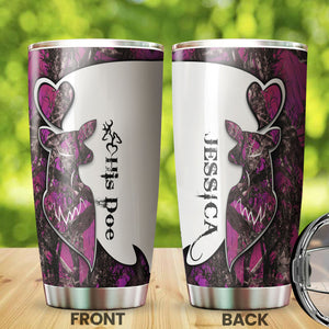 Camellia Personalized Deer Hunting Couple Woman Stainless Steel Tumbler - Customized Double-Walled Insulation Travel Thermal Cup With Lid