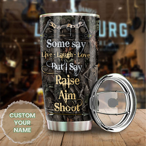 Camellia Personalized Hunting Raise Aim Shoot Stainless Steel Tumbler - Double-Walled Insulation Vacumm Flask - Gift For Hunters, Hunting Lovers, Halloween