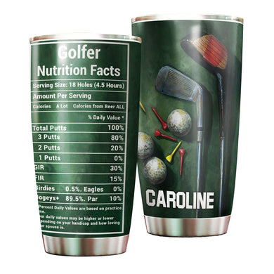 Camellia Personalized Golfer Nutrition Facts Stainless Steel Tumbler-Double-Walled Travel Therma Cup With Lid Gift For Golf Player 01