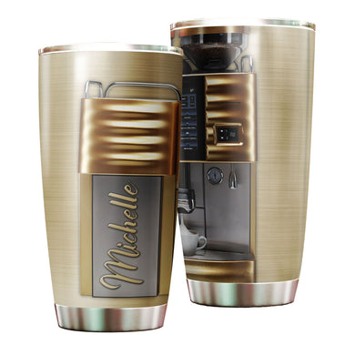 Camellia Personalized 3D Coffee Machine Stainless Steel Tumbler - Customized Double-Walled Insulation Travel Thermal Cup With Lid Gift For Coffee Maker
