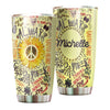 Camellia Personalized Always Good Vibes Doodle Hippie Style Stainless Steel Tumbler-Double-Walled Travel Therma Cup With Lid