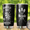 Camellia Personalized Born To Play Darts Black Stainless Steel Tumbler-Double-Walled Insulation Gift For Darts Player