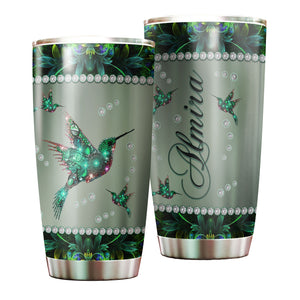 Camellia Personalized Hummingbird Jewerly Style Stainless Steel Tumbler-Double-Walled Insulation Travel Cup With Lid