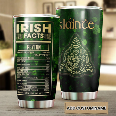 Camellia Persionalized Irish Facts Irish Stainless Steel Tumbler - Customized Double - Walled Insulation Travel Thermal Cup With Lid