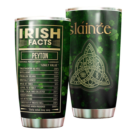 Camellia Persionalized Irish Facts Irish Stainless Steel Tumbler - Customized Double - Walled Insulation Travel Thermal Cup With Lid
