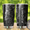 Camellia Personalized 3D Native American Gothic Skull Stainless Steel Tumbler - Customized Double-Walled Insulation Travel Thermal Cup With Lid