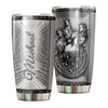 Camellia Personalized Horse Silver Style Stainless Steel Tumbler - Double-Walled Insulation Vacumm Flask - Gift For Horse Lovers, Cowgirls, Cowboys, Perfect Christmas, Thanksgiving Gift 02