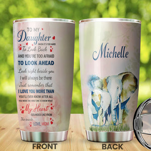 Camellia Personalized Elephant Loving Letter From  Mom To Daughter Stainless Steel Tumbler-Double-Walled Travel Therma Cup With Lid 02