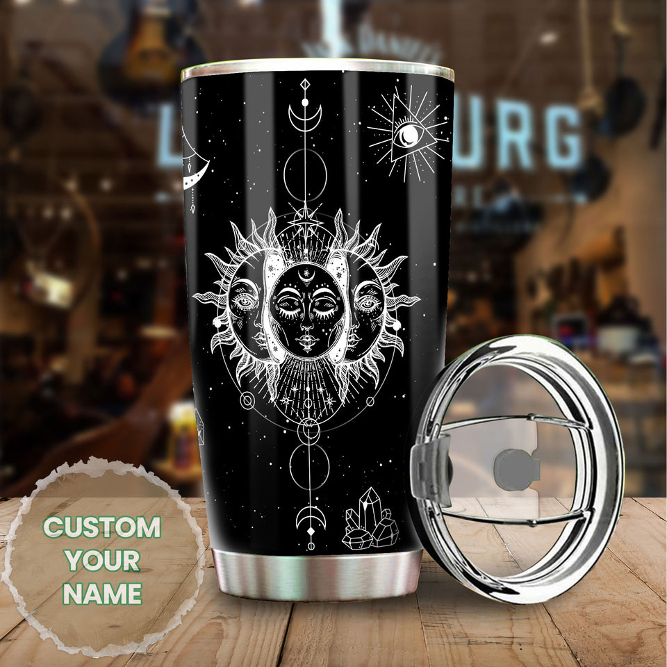 Camellia Personalized Hippie Astronomy Silver Style Stainless Steel Tumbler-Double-Walled Travel Therma Cup With Lid