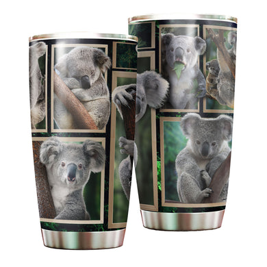 Camellia Personalized Cute Koala In Frame Stainless Steel Tumbler-Double-Walled Insulation Cup With Lid Gift For Animal Lover Koala Lover 01