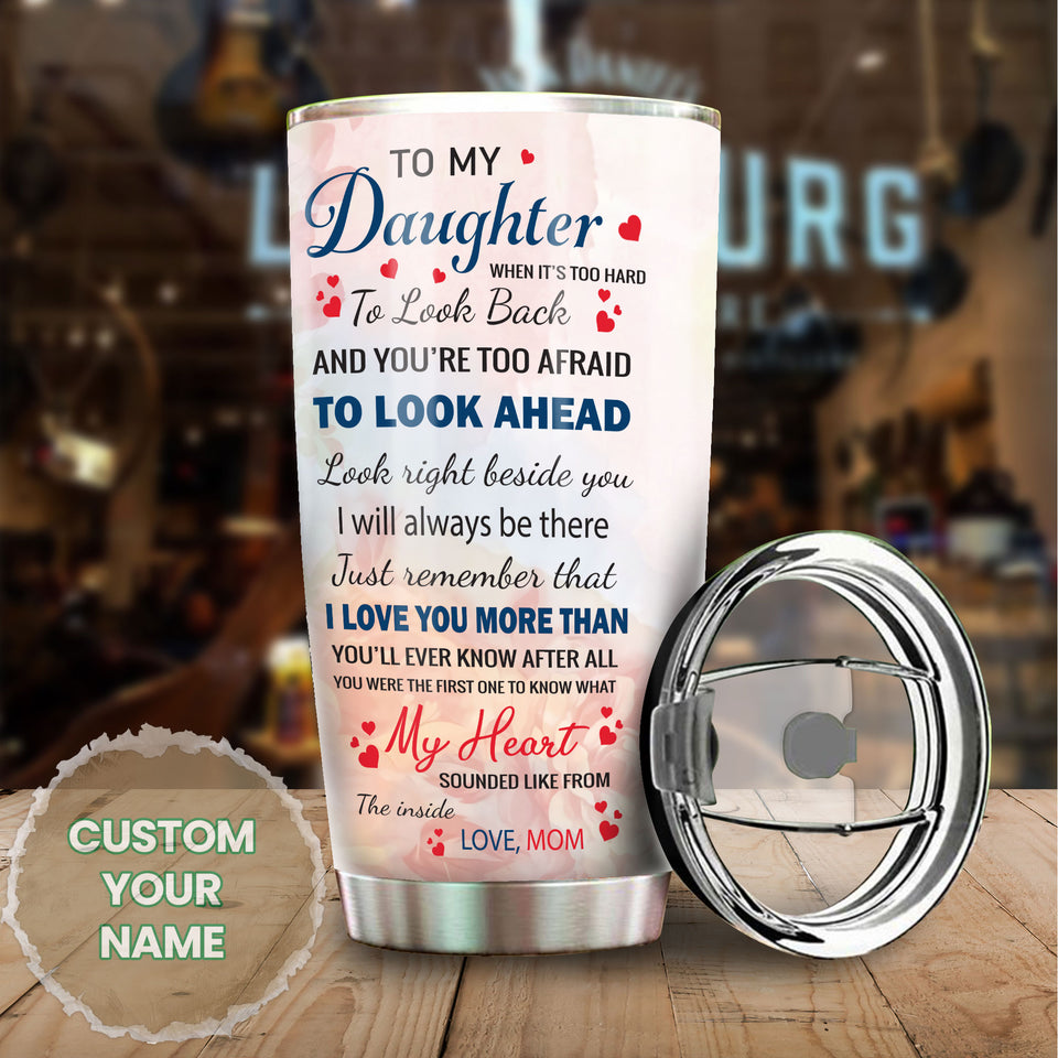 Camellia Personalized Elephant Loving Letter From  Mom To Daughter Stainless Steel Tumbler-Double-Walled Travel Therma Cup With Lid 02