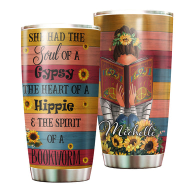 Camellia Personalized The Spirit Of A Bookworm Stainless Steel Tumbler - Double-Walled Insulation Vacumm Flask - Gift For Book Lovers, Nerd, International Book Day