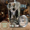 Camellia Persionalized 3D Deer Stainless Steel Tumbler - Customized Double - Walled Insulation Travel Thermal Cup With Lid