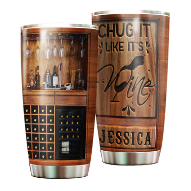 Camellia Persionalized 3D Wine Bar Stainless Steel Tumbler - Customized Double - Walled Insulation Travel Thermal Cup With Lid Gift For Wine Lover Bartender