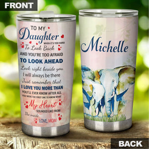 Camellia Personalized Elephant Loving Letter From  Mom To Daughter Stainless Steel Tumbler-Double-Walled Travel Therma Cup With Lid 02