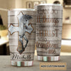 Camellia Personalized Horse Cross Stainless Steel Tumbler - Double-Walled Insulation Vacumm Flask - Gift For Horse Lovers, Cowgirls, Cowboys, Perfect Christmas, Thanksgiving Gift