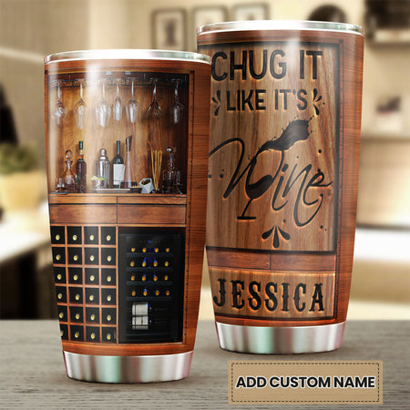 Camellia Persionalized 3D Wine Bar Stainless Steel Tumbler - Customized Double - Walled Insulation Travel Thermal Cup With Lid Gift For Wine Lover Bartender