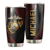 Camellia Personalized Marine Corps Mental Style Stainless Steel Tumbler-Sweat-Proof Double Wall Travel Cup With Lid