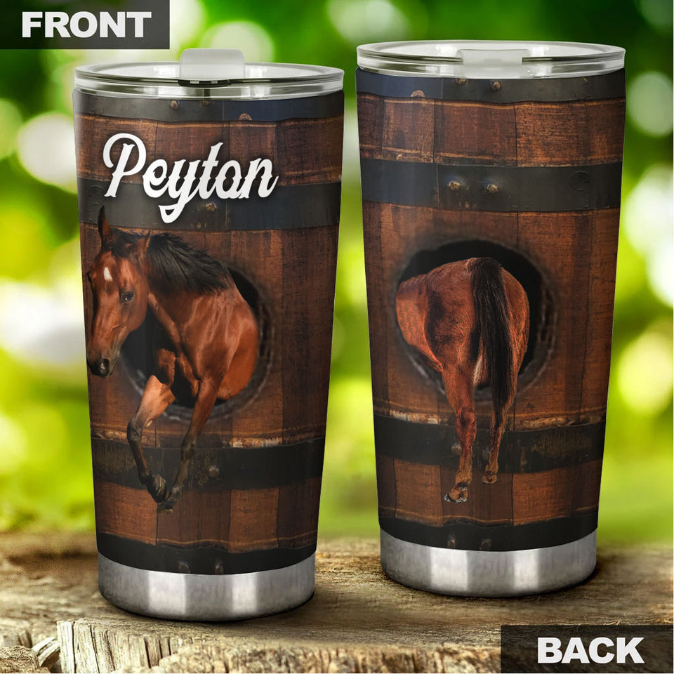 Camellia Personalized Horse Stainless Steel Tumbler - Double-Walled Insulation Vacumm Flask - Gift For Horse Lovers, Cowgirls, Cowboys, Perfect Christmas, Thanksgiving Gift 05