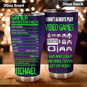 Camellia Personalized Gamer Nutrition Facts  Stainless Steel Tumbler-Thermal Flask Travel Therma Cup With Lid Gift For Gamer 01