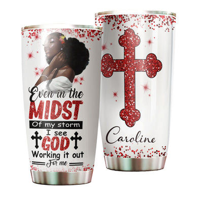 Camellia Personalized Black Women Stainless Steel Tumbler - Double-Walled Insulation Vacumm Flask - Gift For Black Queen, International Women's Day, Hippie Girls 02