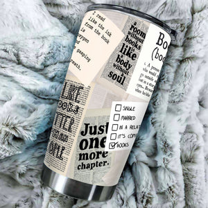 Camellia Personalized Just One More Chapter Stainless Steel Tumbler - Double-Walled Insulation Vacumm Flask - Gift For Book Lovers, Nerd, International Book Day