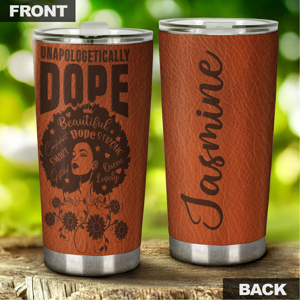 Camellia Personalized Black Queen Unapologetically Dope Stainless Steel Tumbler - Customized Double-Walled Insulation Travel Thermal Cup With Lid